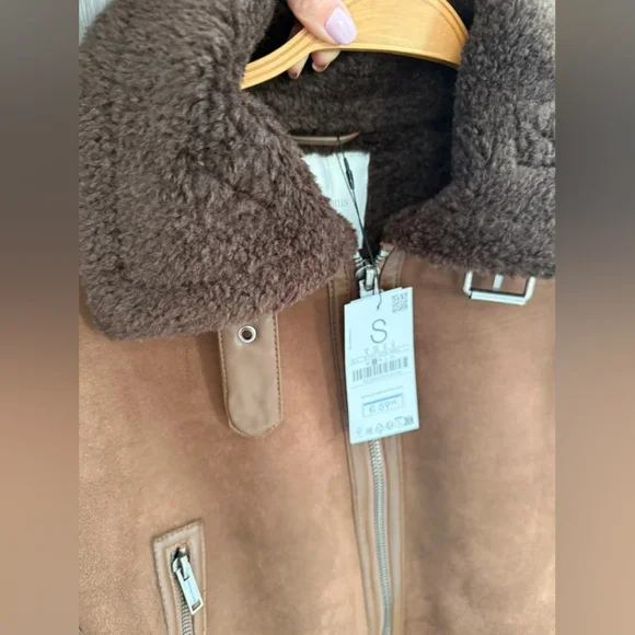 Brown Shearling Aviator Jacket - Picture 5 of 5